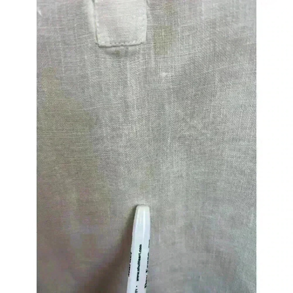 Match Point Linen Tunic Blouse Women's 2XL Minimalist Lagenlook White Buttons - Picture 4 of 14